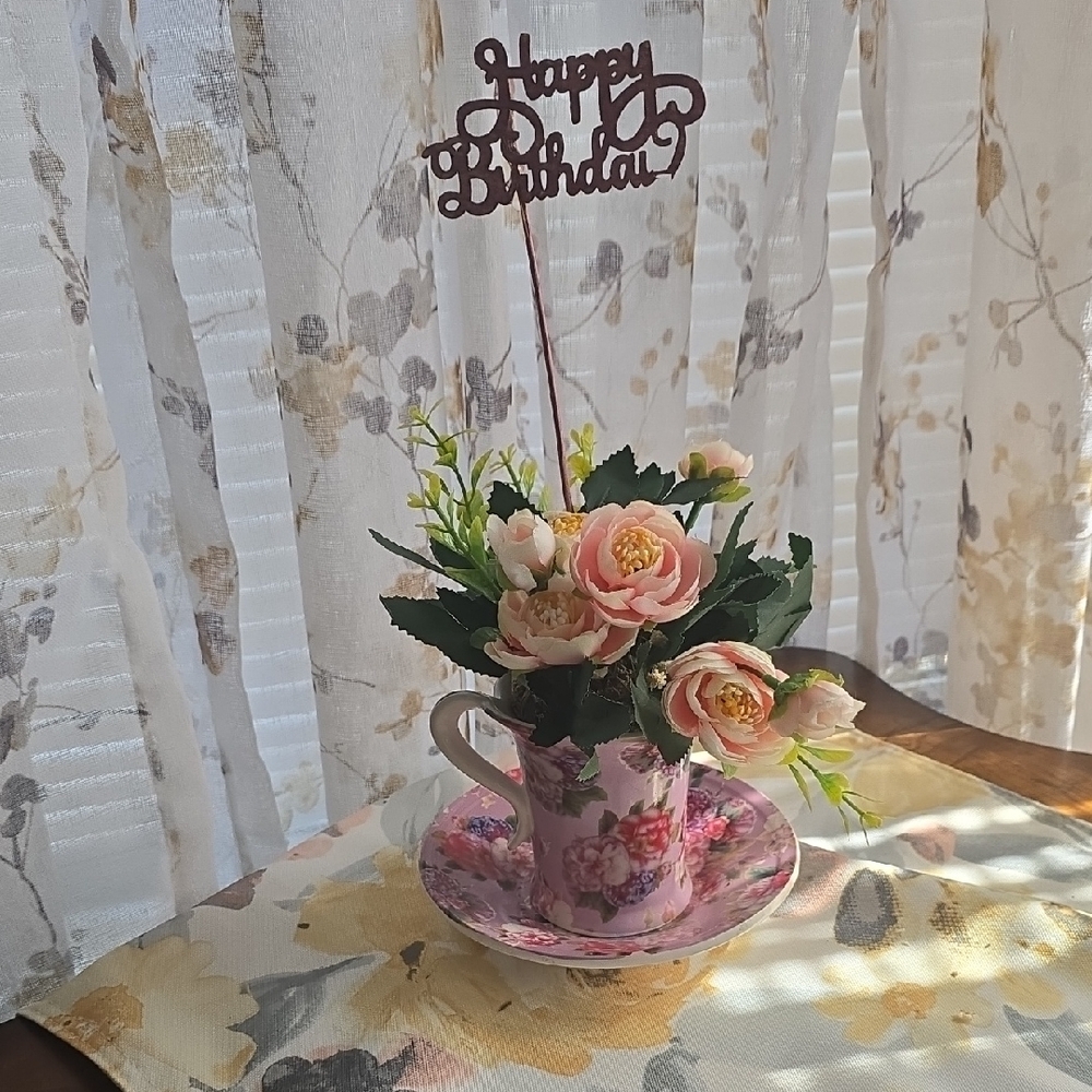 Floral Teacup Birthday Decoration